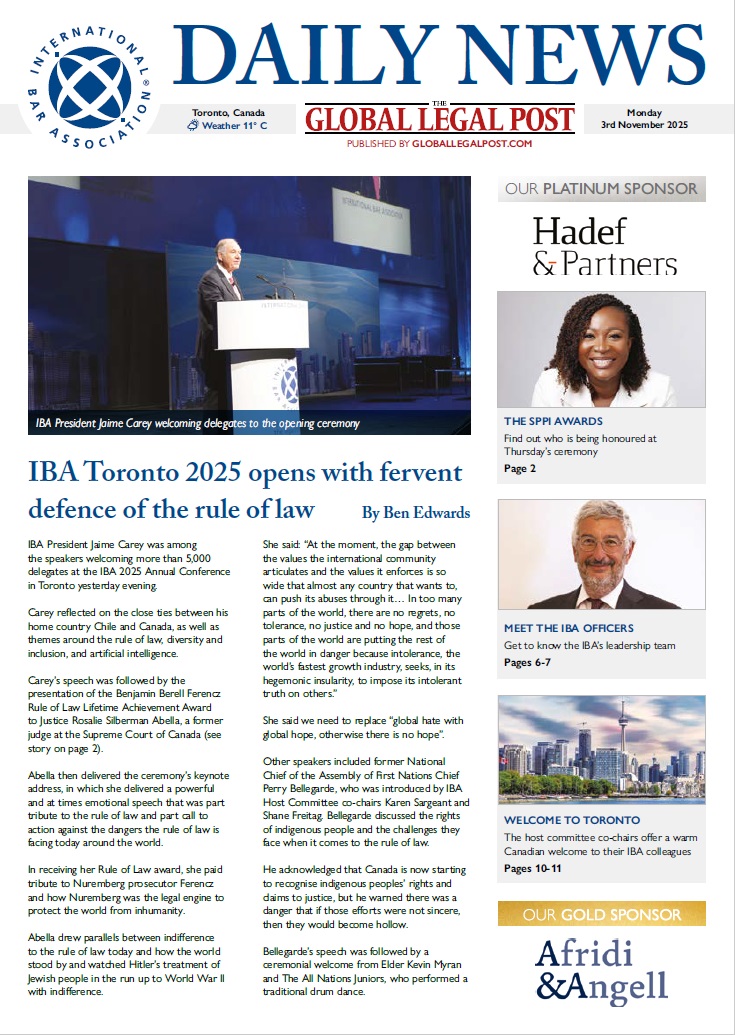 IBA Daily News, Monday 3 November 2025