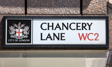 LONDON, UK - JUNE 6TH 2018: A street sign for Chancery Lane in central London, UK, on 6th June 2018.