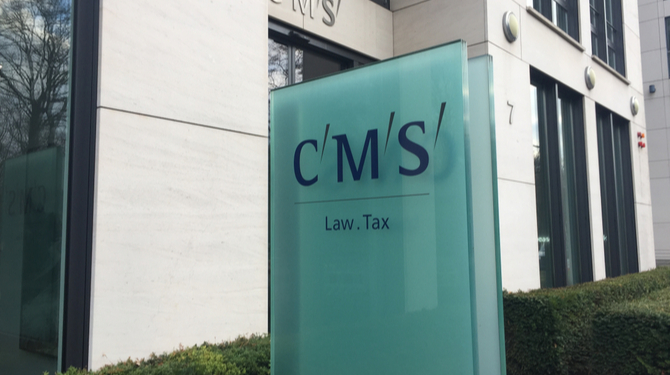 Berlin, Germany - March 29, 2019: Signage of CMS Hasche Sigle, one of the largest law firms in the world