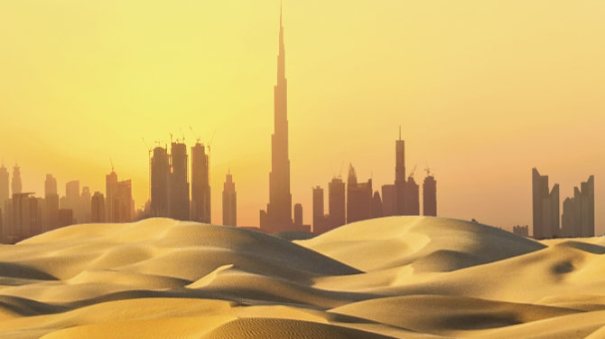 A view of Dubai from the sand dunes