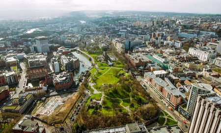 Bristol from the air on a sunny day