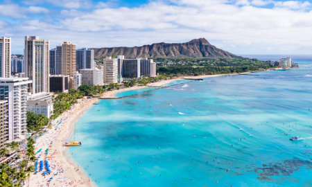 A photo of Waikiki beach in Honolulu, Hawaii