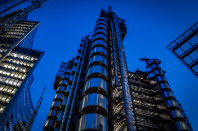 The Lloyd's building is Lloyd's of London headquarters. Located on the former site of East India House in Lime Street, in London's main financial district at night