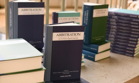 Books on display at the launch of the arbitration buide